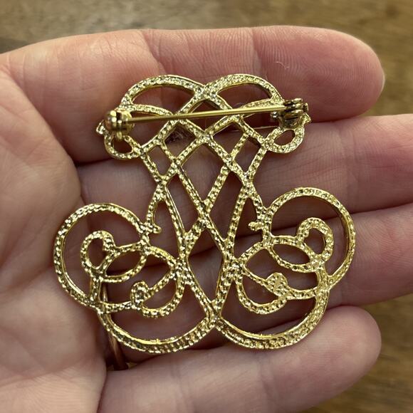 Vintage Museum Reproductions Matte Gold Tone Thomas Jefferson Cypher Brooch - Picture 2 of 5